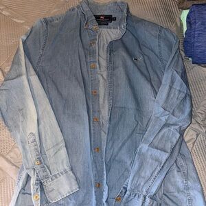 Men's Light Blue Denim button up shirt